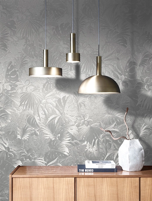 silver metallic tropical wallpaper